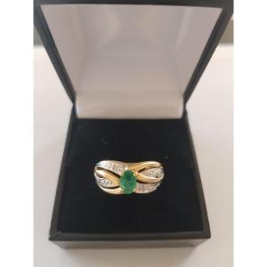 Gold, Emerald, And Diamond Ring