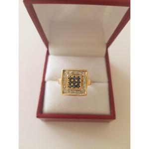 Gold-sapphire-diamond Ring