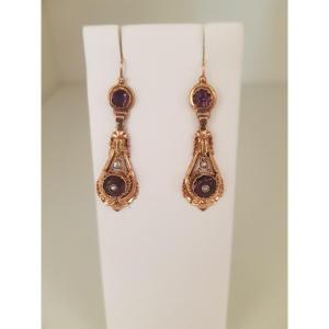 Dormeuses or- améthystes-perles