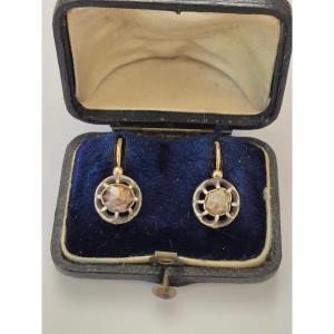 Gold-silver And Diamond Earrings