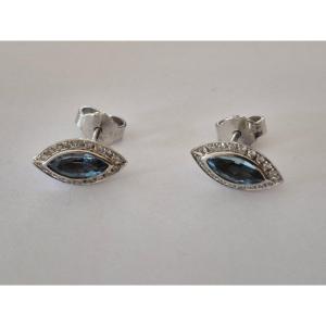 Boucles d'oreilles or- aigue-marine