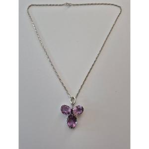 Collier argent -améthystes
