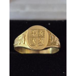 Gold Signet Ring With Coat Of Arms