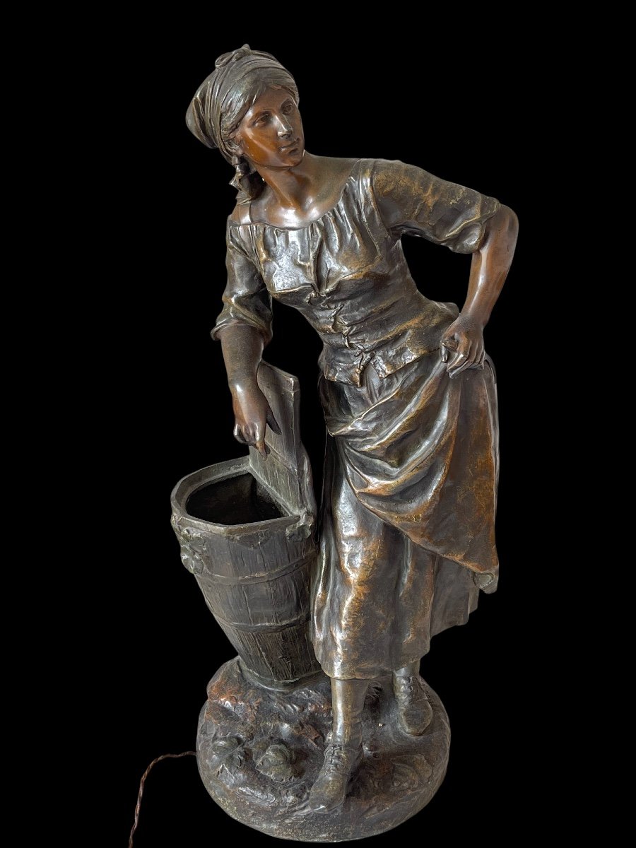 Sculpture En Métal Charles Lévy Patine Bronze Lampe Rare