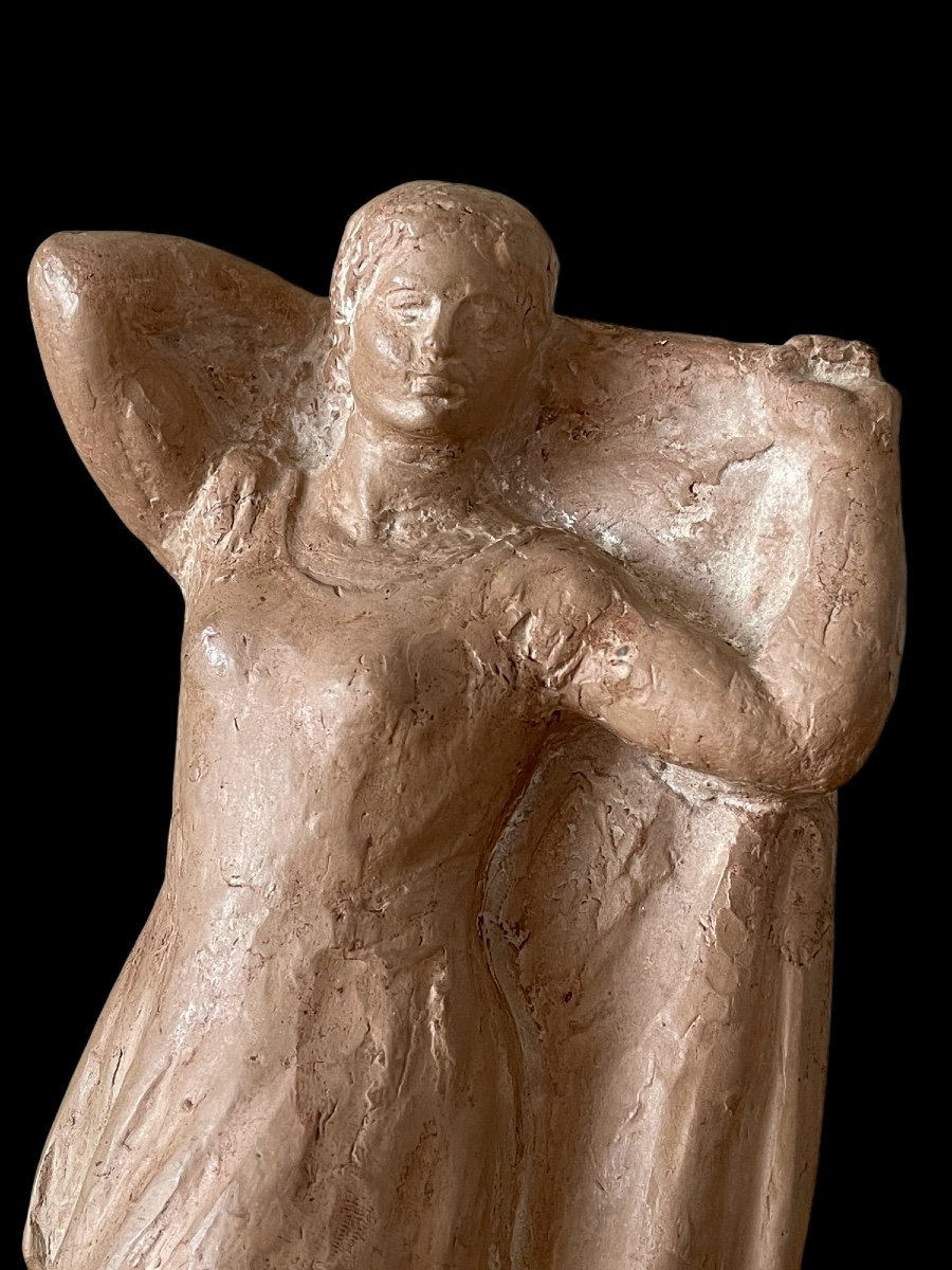 (1895-1986) Georges Halbout Du Tanney Sculpture Of An Algerian Woman Orientalist Terracotta-photo-3