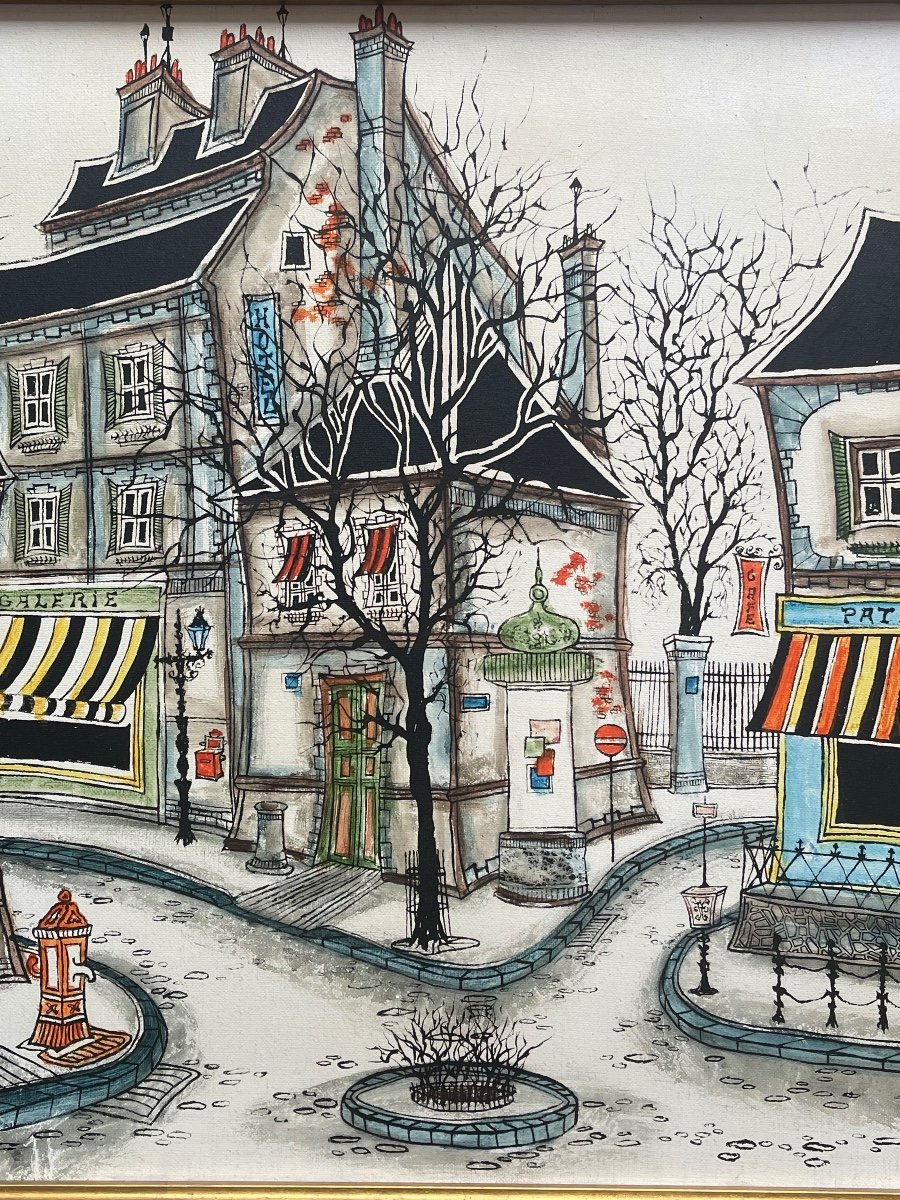 Huile Sur Toile Par Billy 1982 Montmartre Paris Place -photo-2