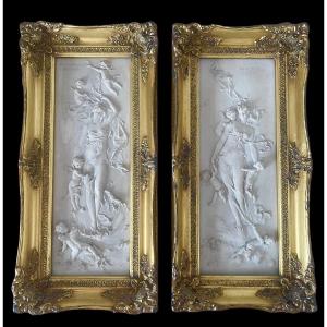 2 Reliefs After François Duquesnoy Aphrodite Golden Frame