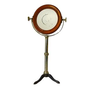 Psyche Magnifying Mirror In Chromed Metal And Mahogany.