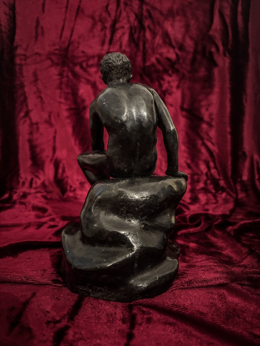 Bronze Subject From The Grand Tour Depicting “seated Hermes”, 19th Century-photo-1
