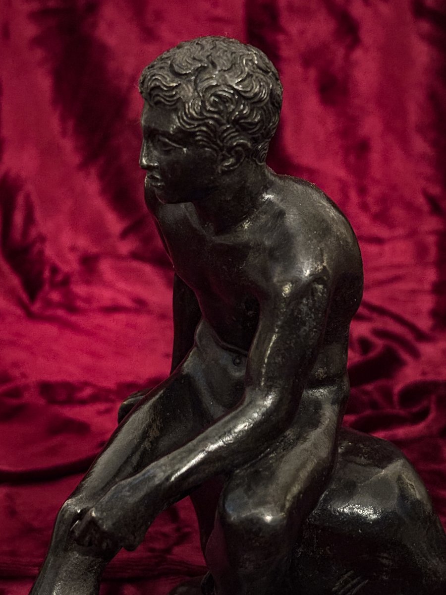Bronze Subject From The Grand Tour Depicting “seated Hermes”, 19th Century-photo-3