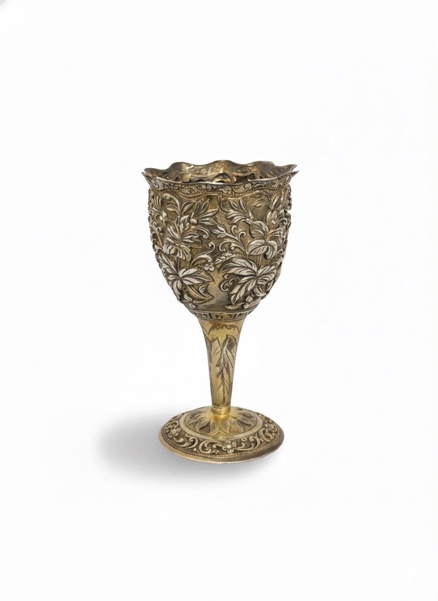 Calice en vermeil, travail anglo-indien ou chinois, XIXe siècle-photo-2