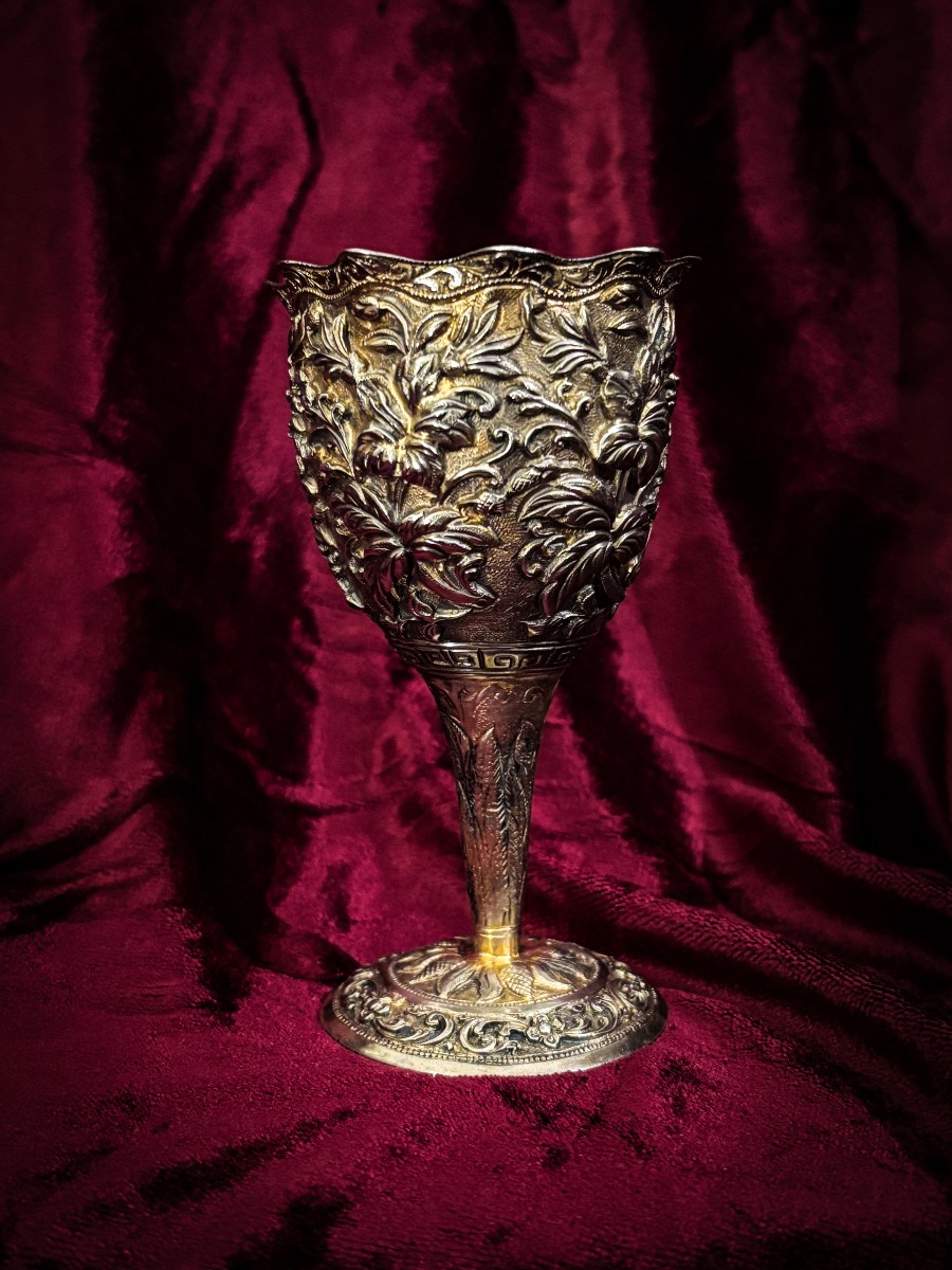 Calice en vermeil, travail anglo-indien ou chinois, XIXe siècle