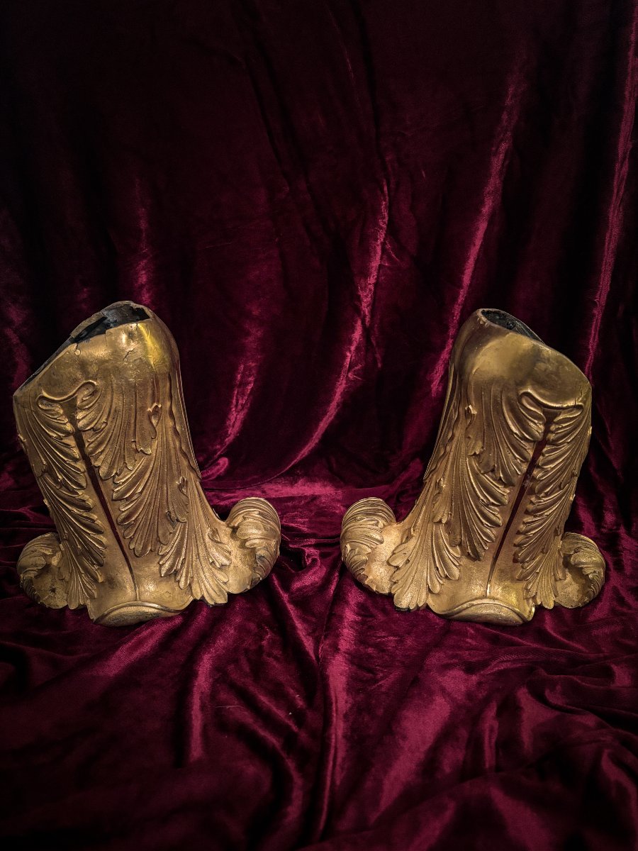 Paire de bases d'appliques en bronze doré d'époque Restauration, XIXe siècle-photo-3