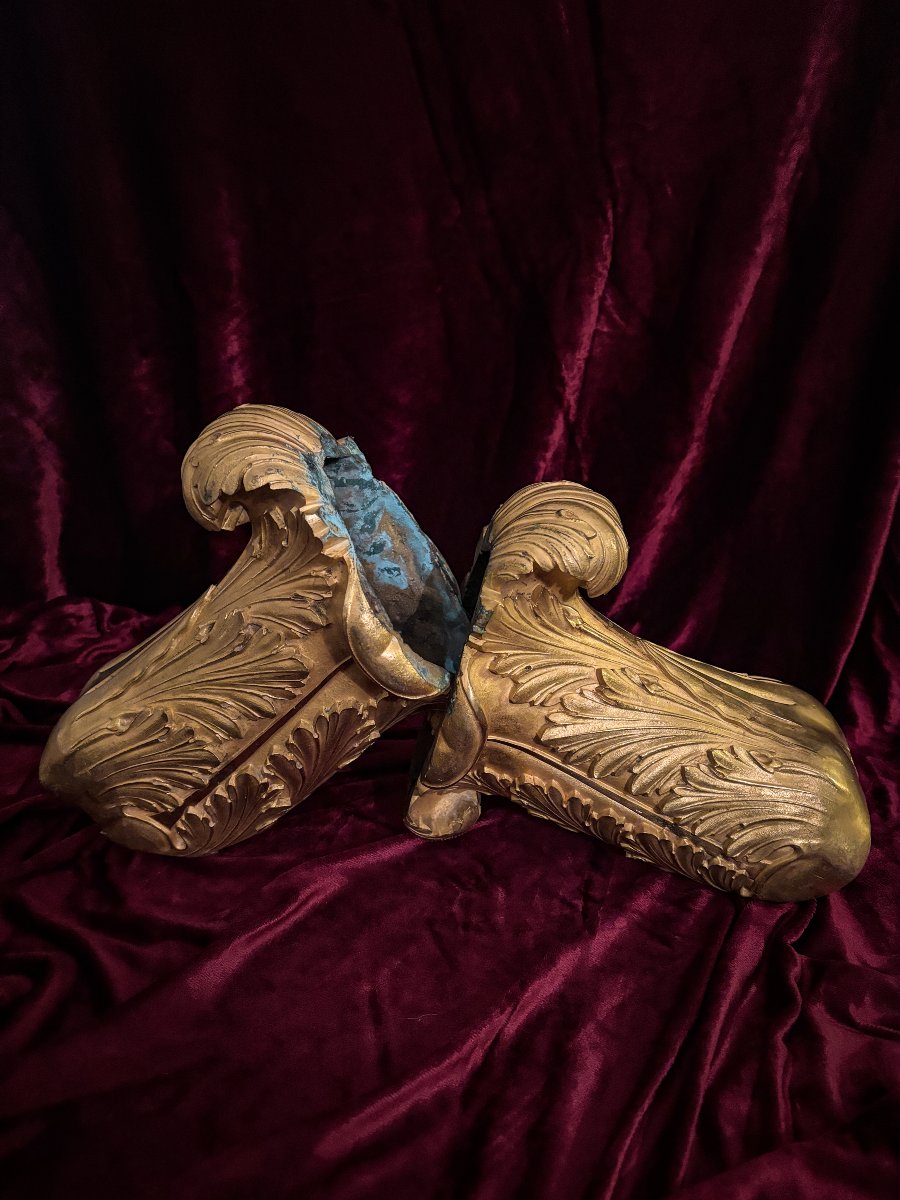 Paire de bases d'appliques en bronze doré d'époque Restauration, XIXe siècle-photo-2