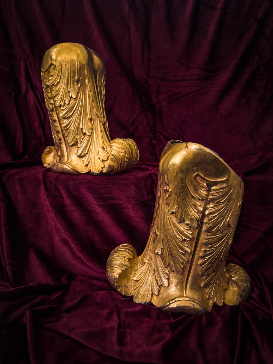 Paire de bases d'appliques en bronze doré d'époque Restauration, XIXe siècle