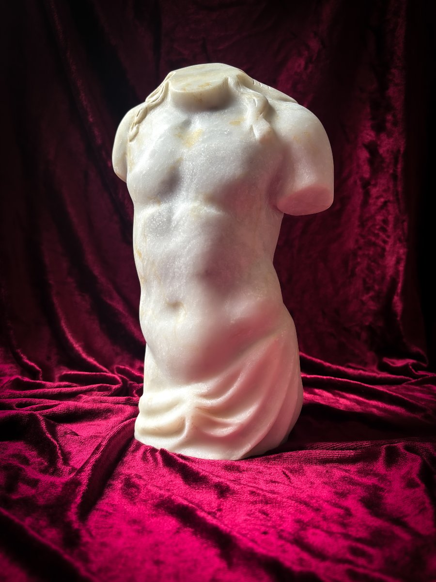 Buste d'homme en marbre blanc à l'antique, XXe siècle.-photo-2