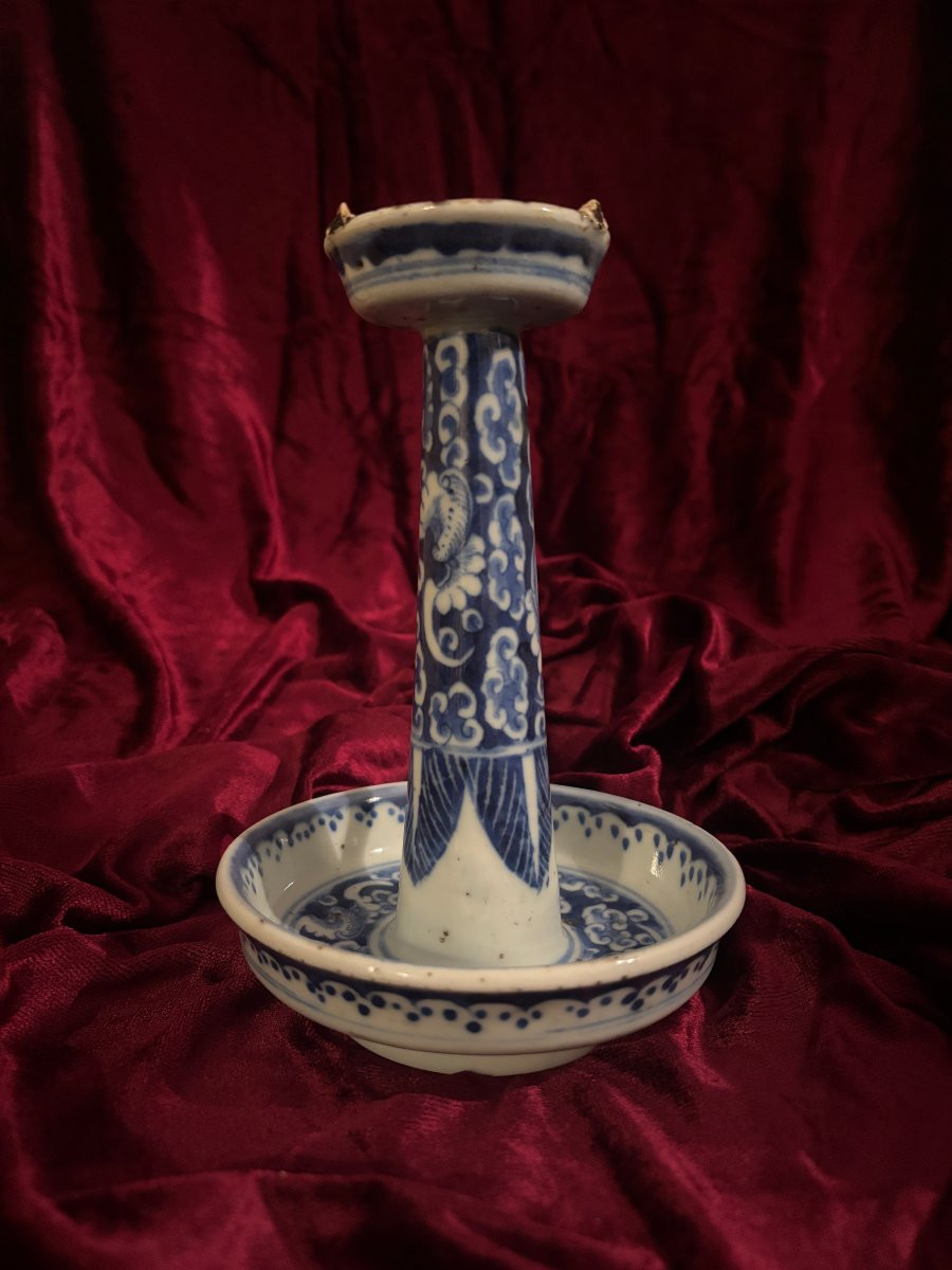 Blue And White Porcelain Oil Lamp, China For Vietnam, 19th Century-photo-3