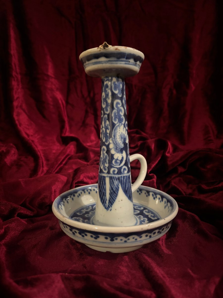 Blue And White Porcelain Oil Lamp, China For Vietnam, 19th Century-photo-4
