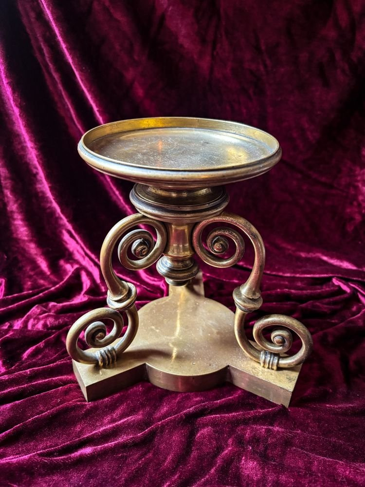 Socle ou compotier en laiton de style Régence, vers 1900.-photo-3