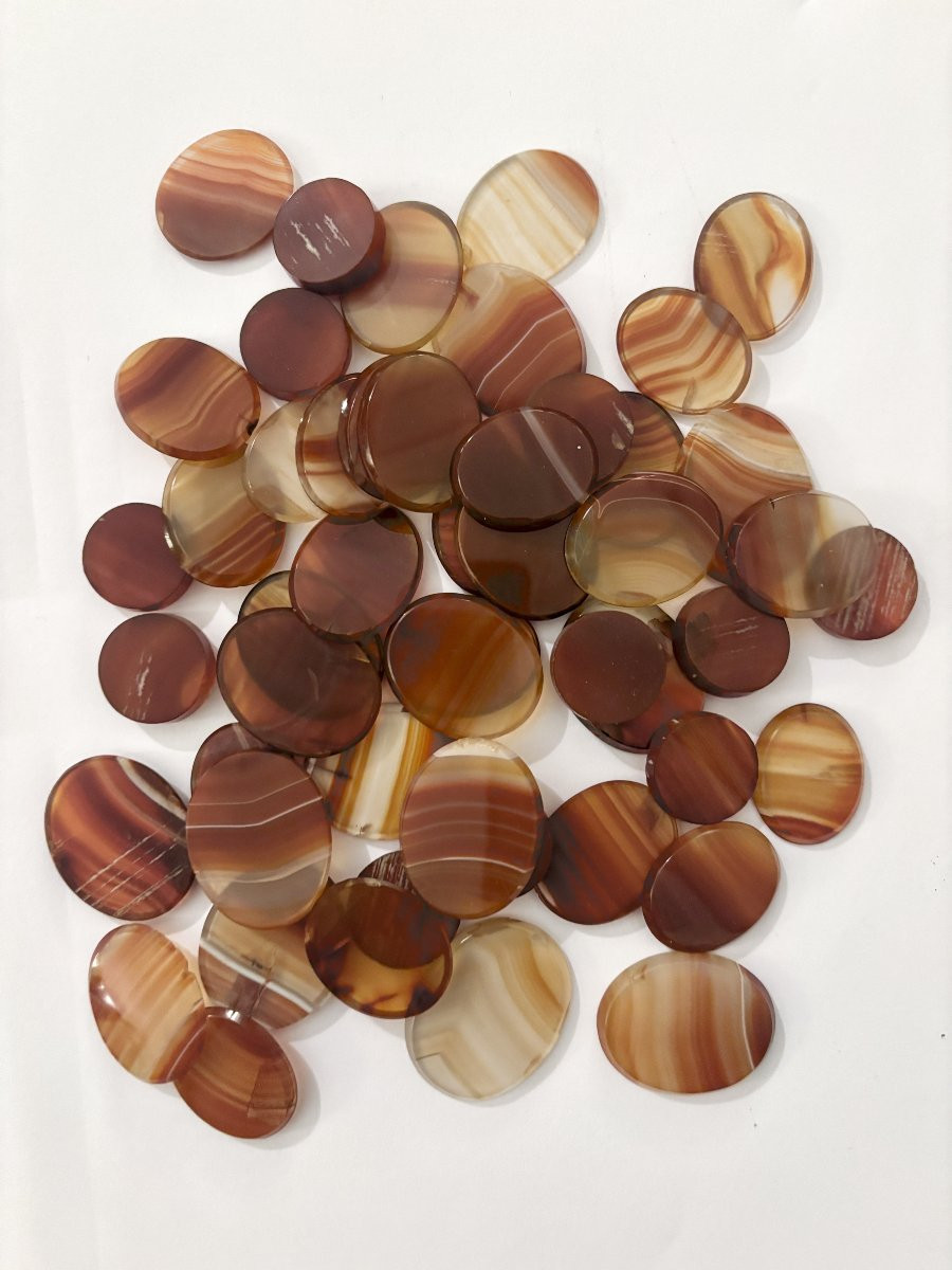 Lot Of 50 Antique Red/brown Agate Cabochons-photo-2