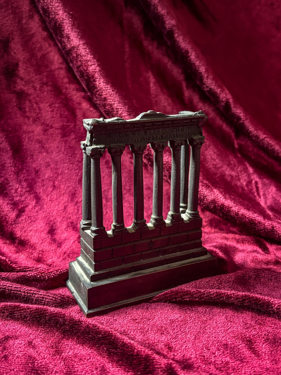 Grand Tour Bronze - Temple Of Saturn, 19th Century.-photo-3