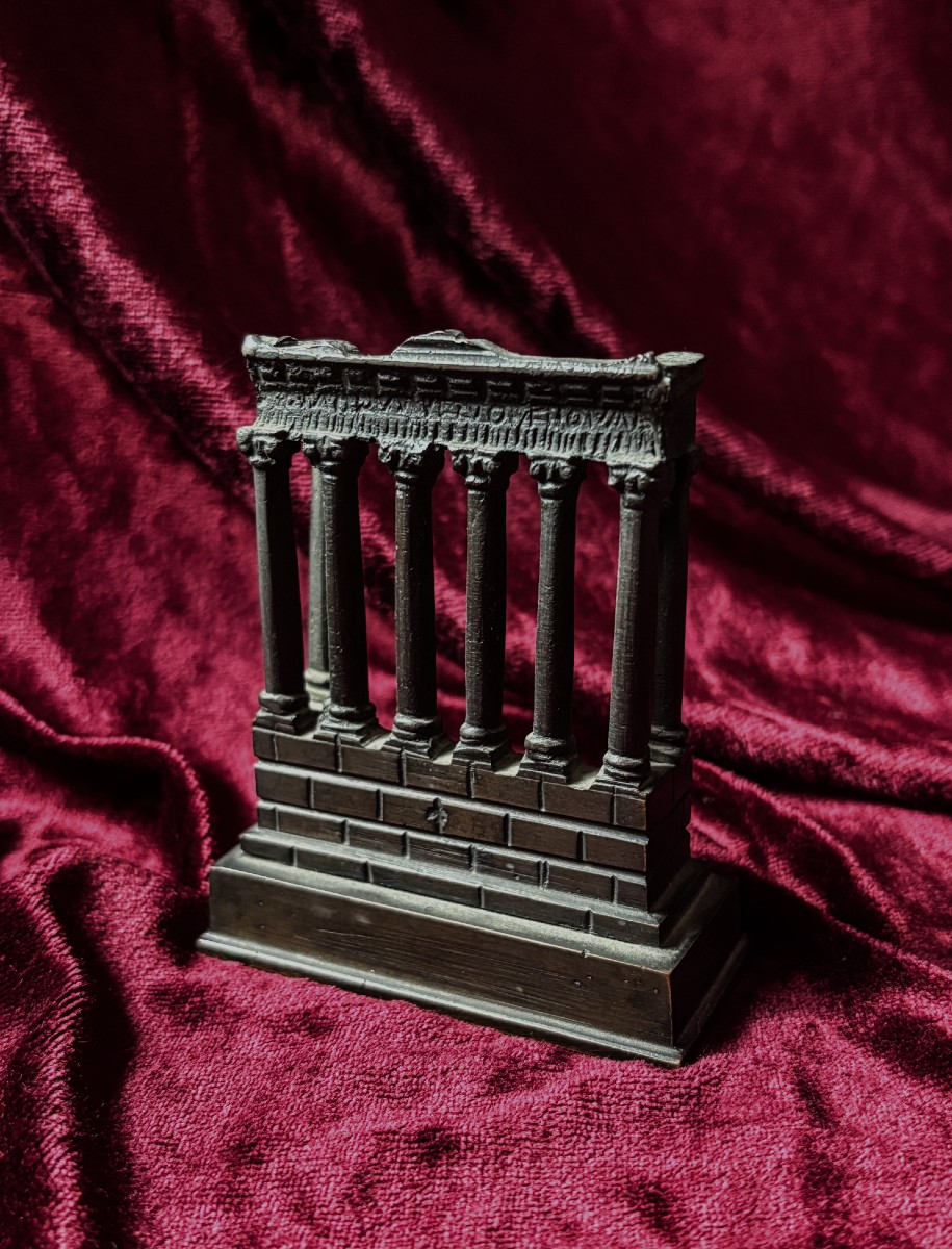 Grand Tour Bronze - Temple Of Saturn, 19th Century.