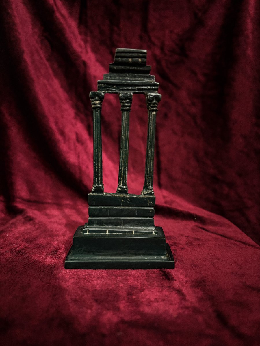 Bronze du Grand Tour, temple en ruines, fin du XIXe siècle-photo-2