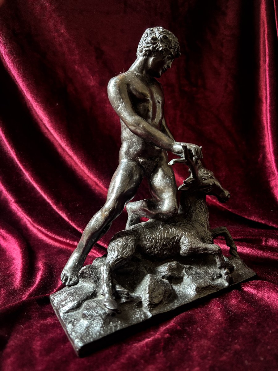 Grand Tour Bronze - Hercules Striking Down The Cerynian Hind, 19th Century-photo-2