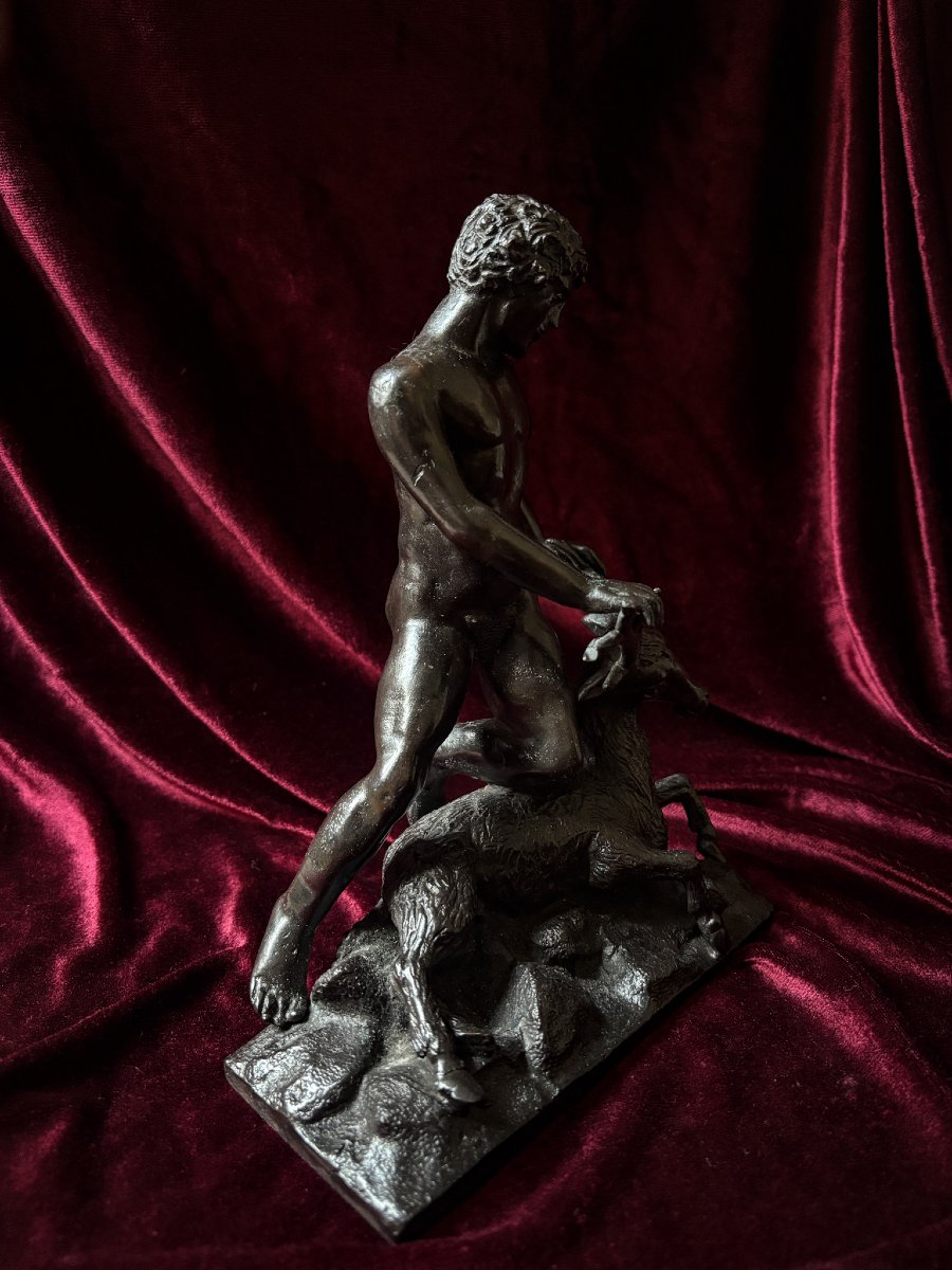 Grand Tour Bronze - Hercules Striking Down The Cerynian Hind, 19th Century-photo-3