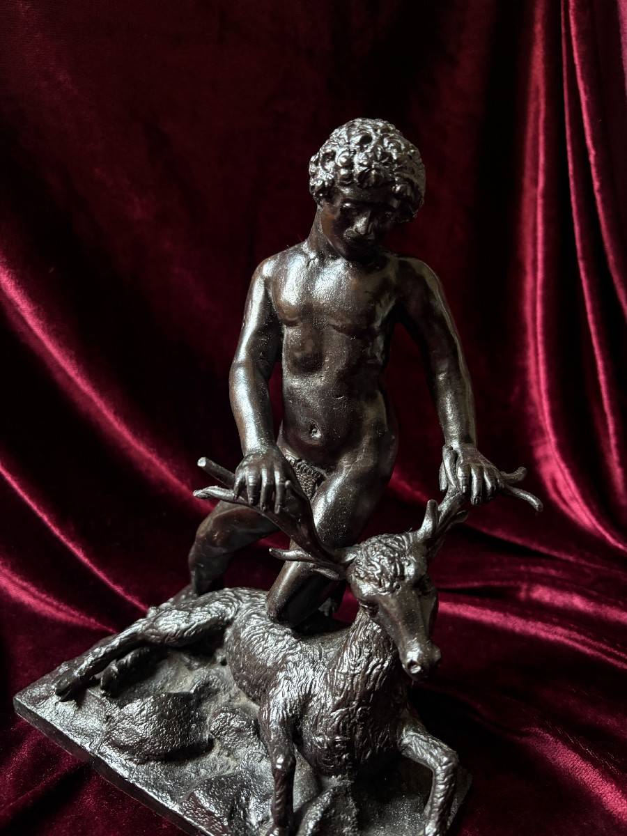 Grand Tour Bronze - Hercules Striking Down The Cerynian Hind, 19th Century-photo-1
