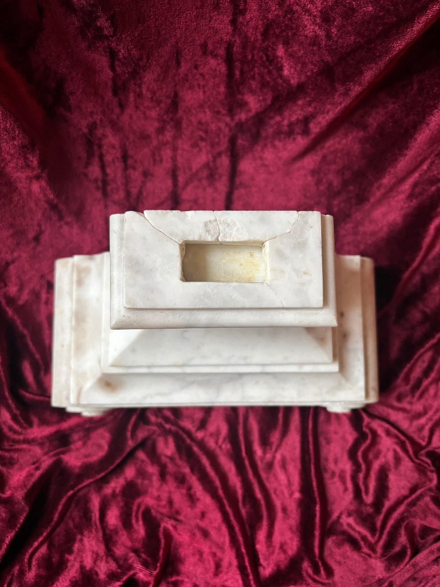 Socle d'autel en marbre blanc sculpté-photo-3