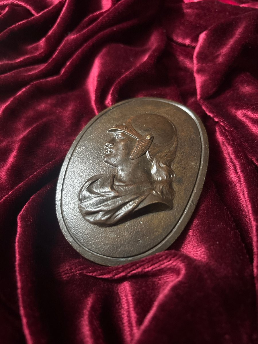Bronze Plaque - Portrait In Profile à l'Antique, 19th Century-photo-3