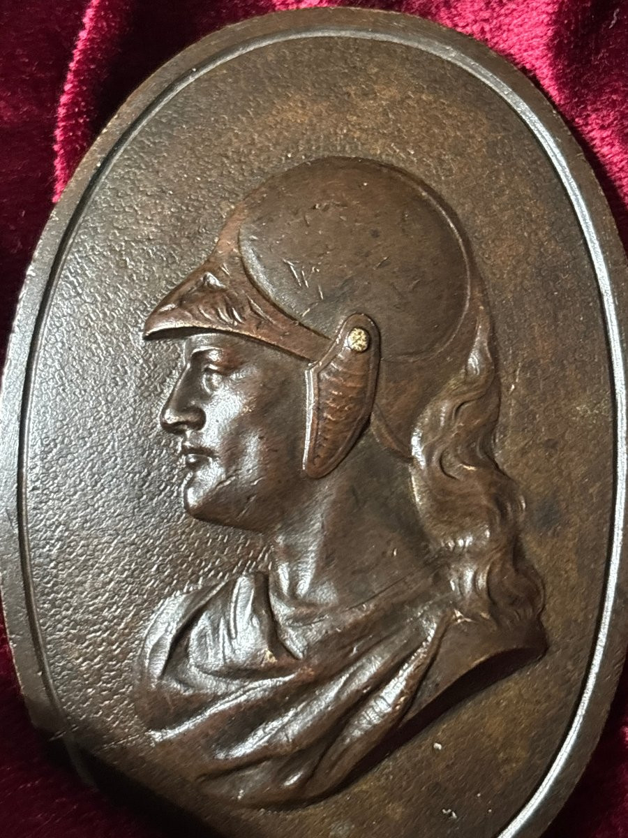 Bronze Plaque - Portrait In Profile à l'Antique, 19th Century-photo-4