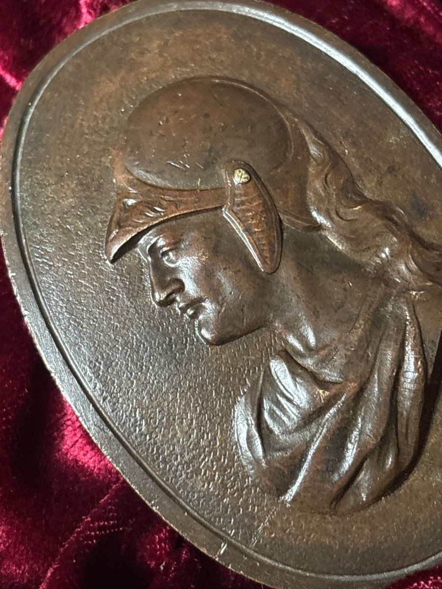 Bronze Plaque - Portrait In Profile à l'Antique, 19th Century-photo-1