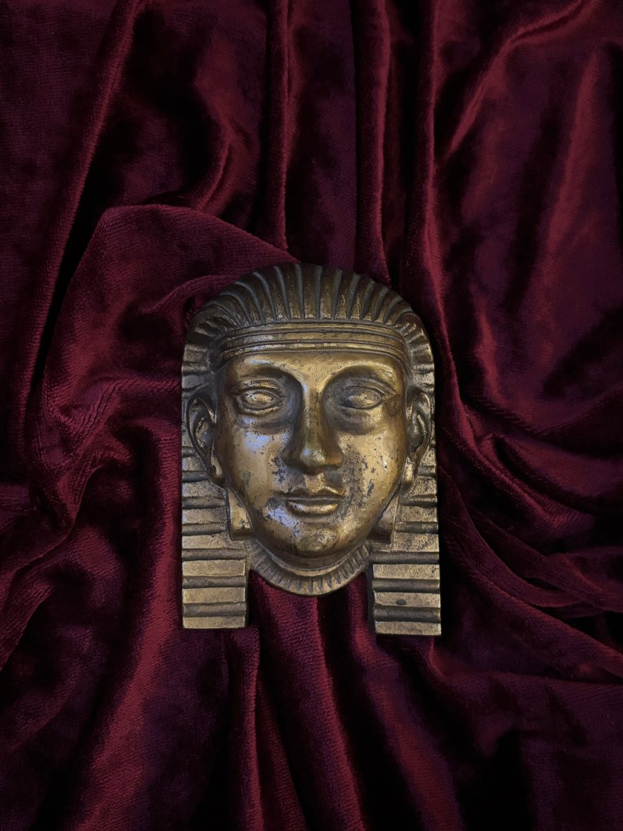 Tête néo-égyptienne en bronze doré - Egyptomanie, début du XXe siècle-photo-3