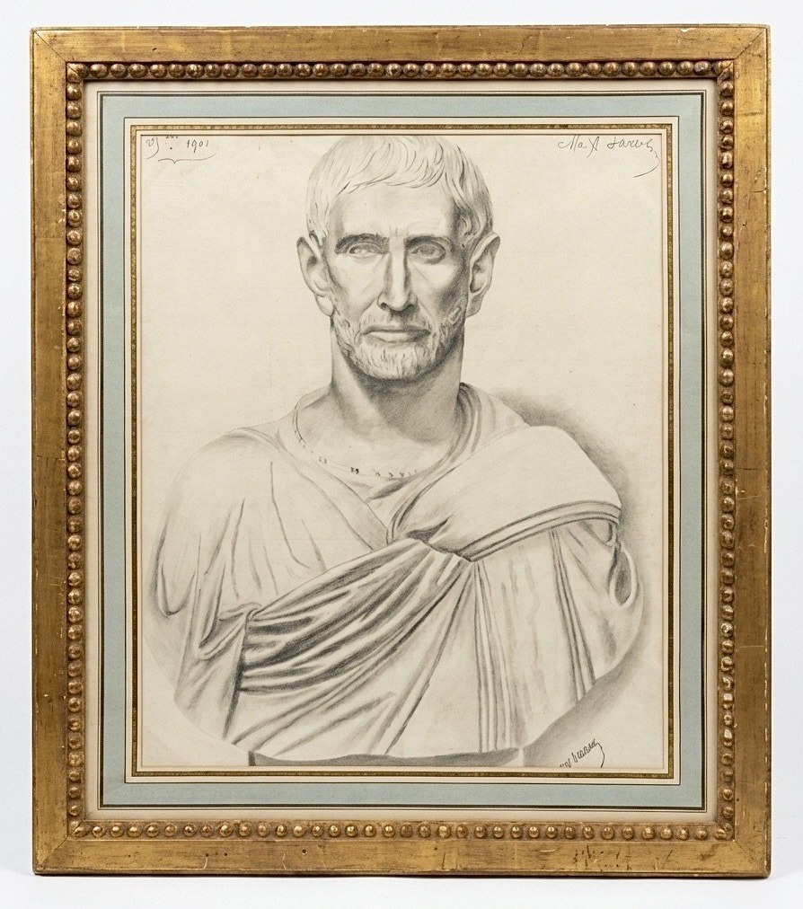 Dessin académique à l'Antique - Buste de Brutus, 1901