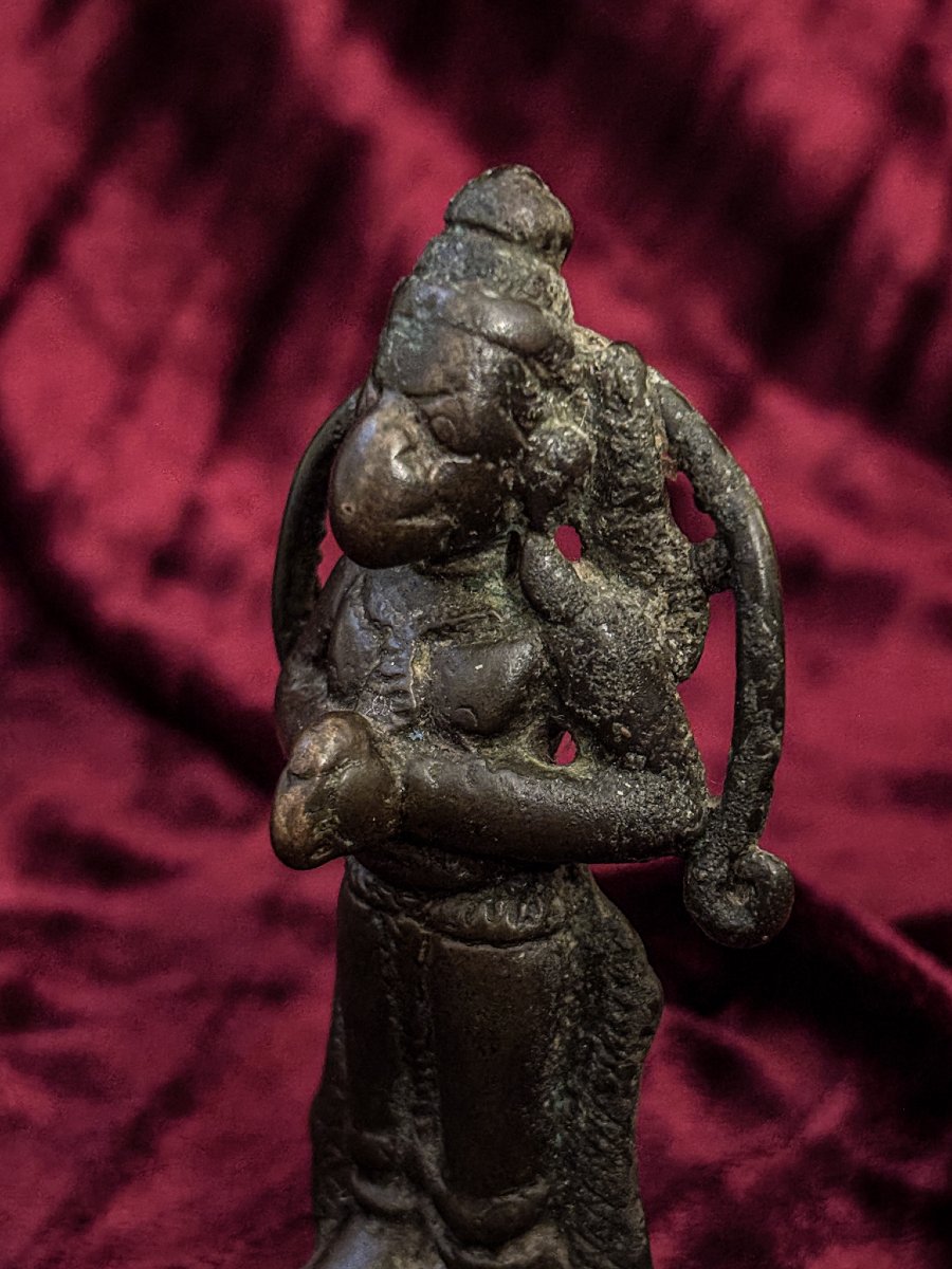 Statuette du dieu Hanuman en bronze, Inde, XVIIIe siècle. -photo-4