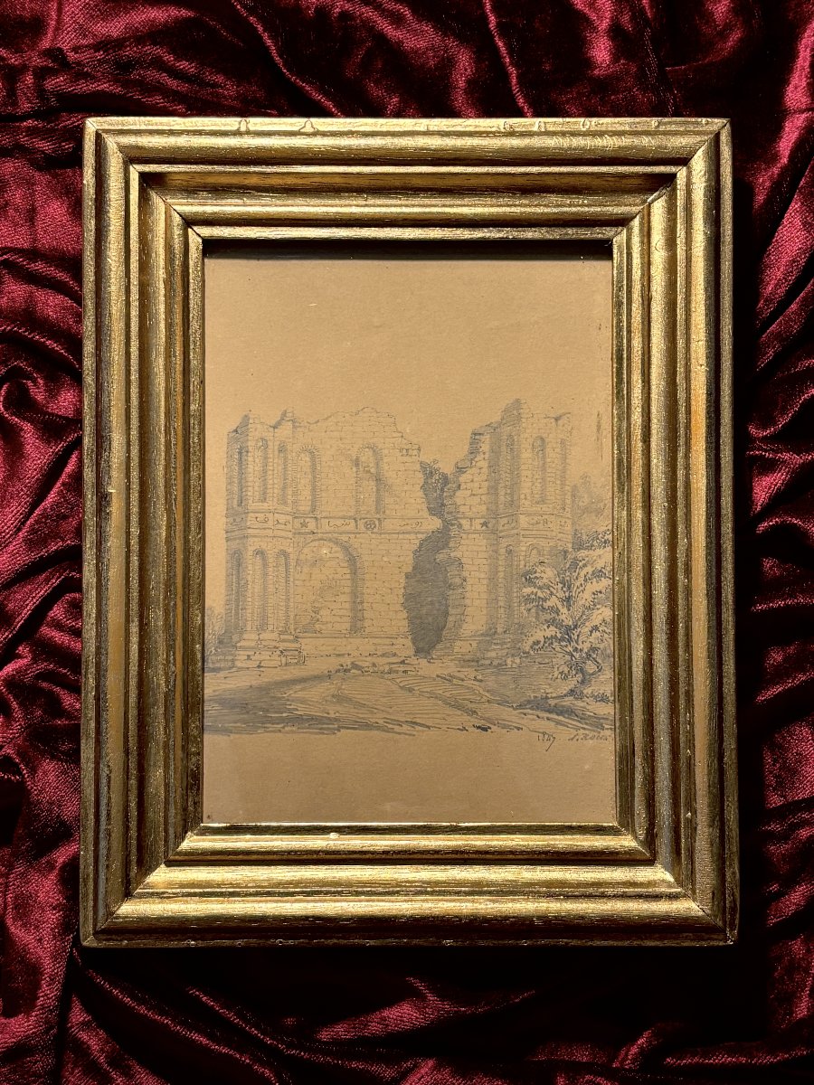 Orientalist Drawing Of Ruins, 19th Century