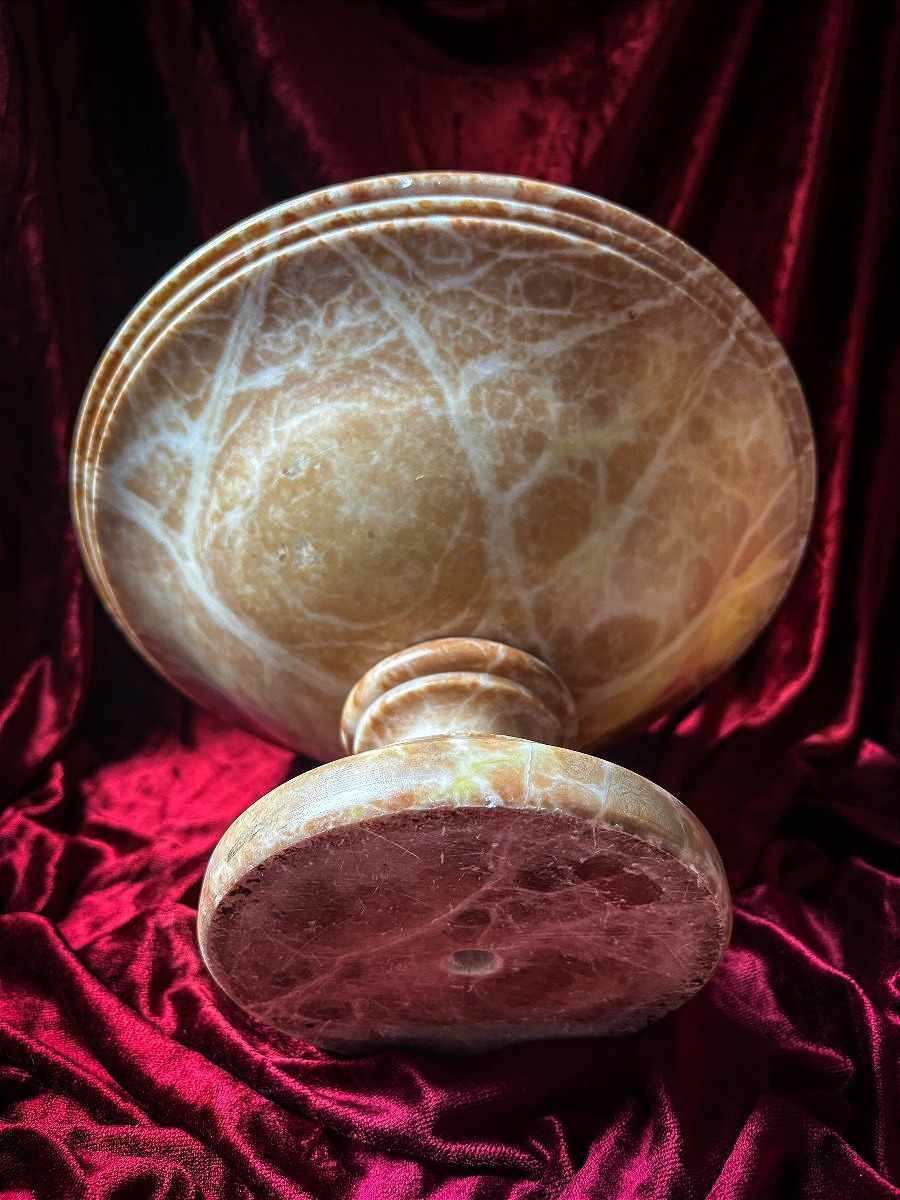 Coupe sur piédouche en albâtre néoclassique -photo-3