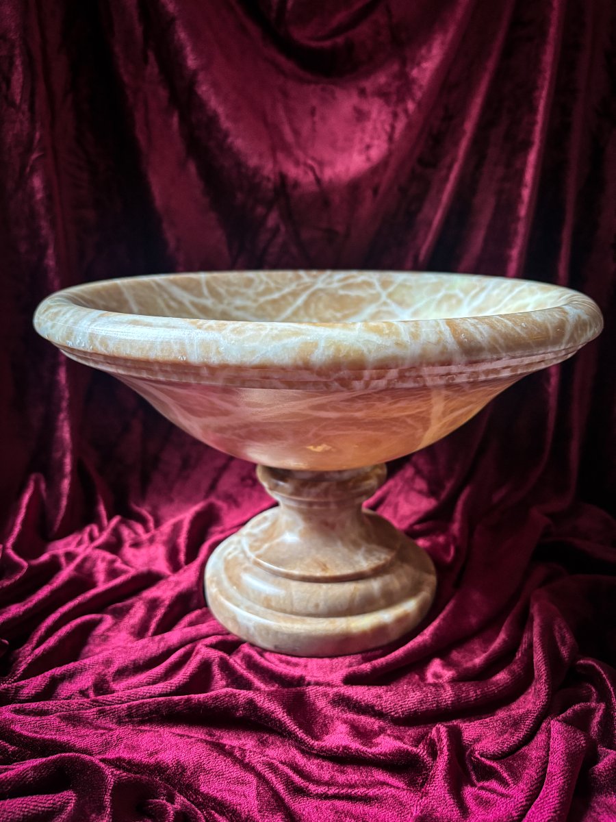 Coupe sur piédouche en albâtre néoclassique -photo-4