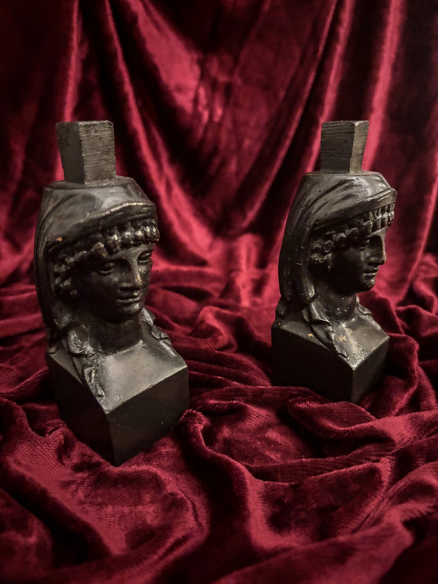 Pair Of Bronze Caryatids—empire Period, 19th Century-photo-2