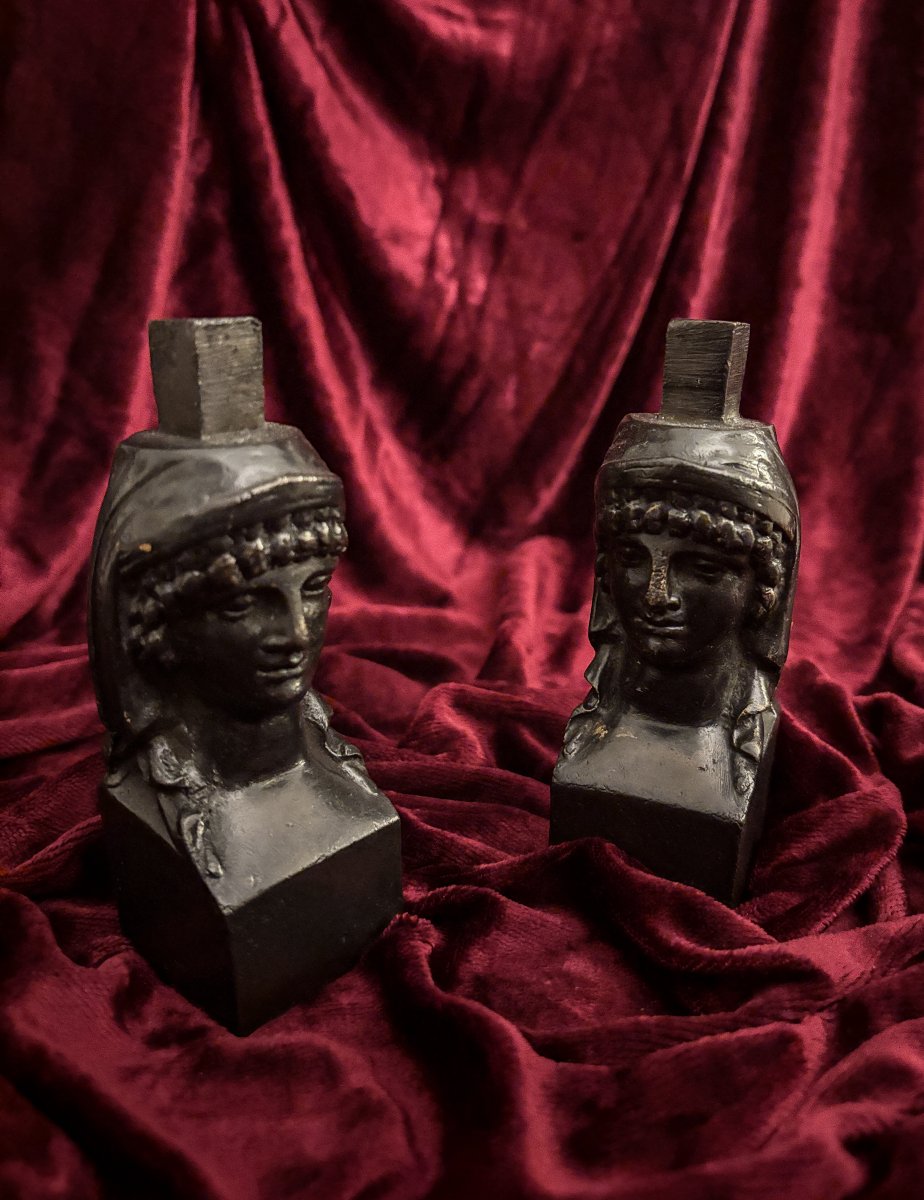 Pair Of Bronze Caryatids—empire Period, 19th Century-photo-3