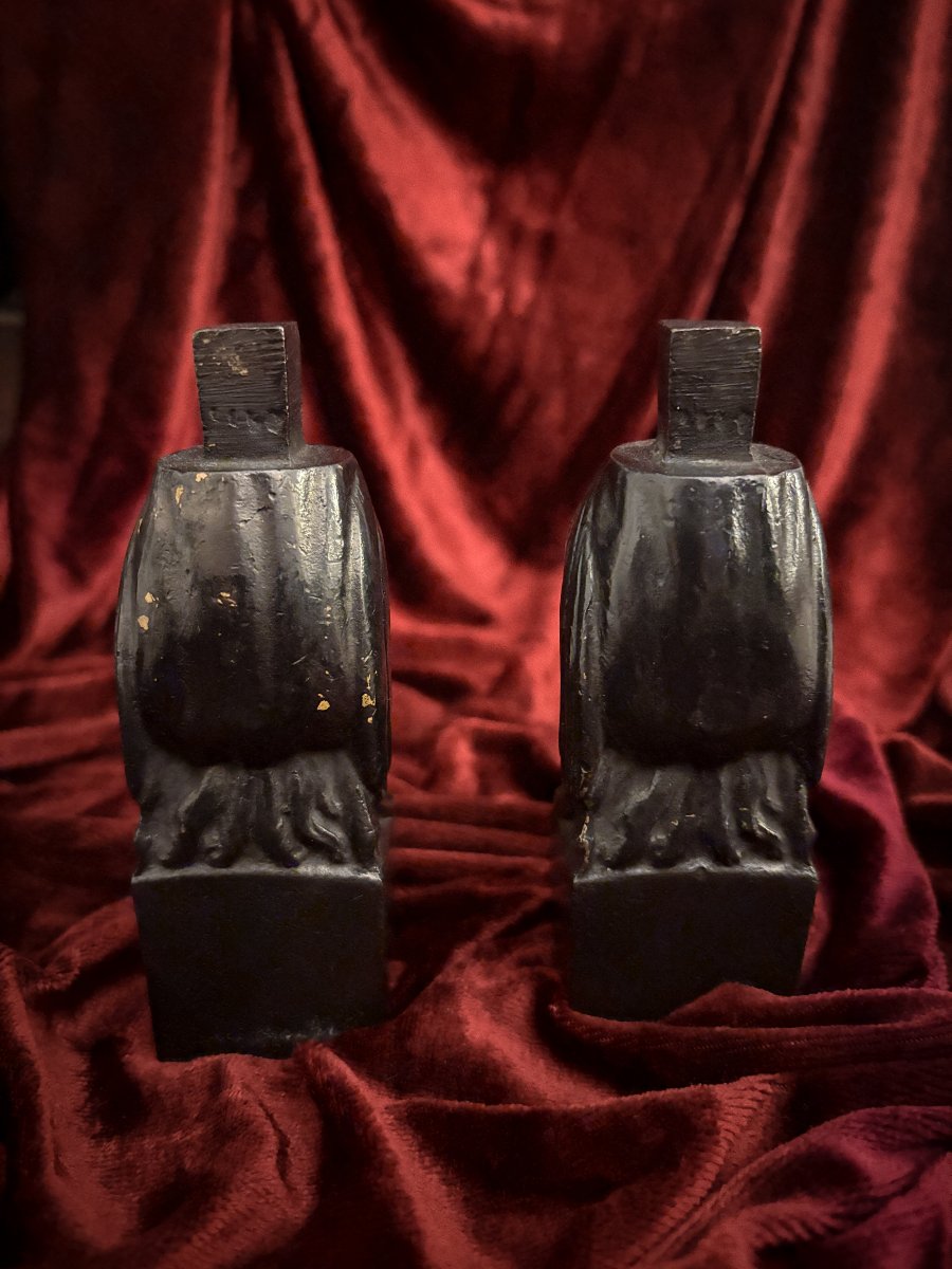 Pair Of Bronze Caryatids—empire Period, 19th Century-photo-4