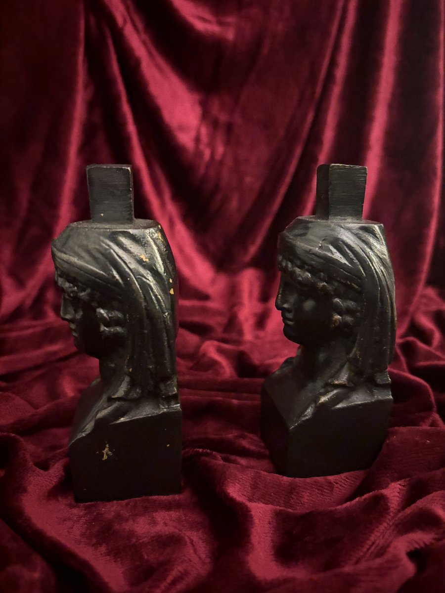 Pair Of Bronze Caryatids—empire Period, 19th Century-photo-1