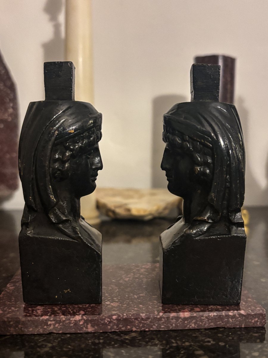 Pair Of Bronze Caryatids—empire Period, 19th Century-photo-3