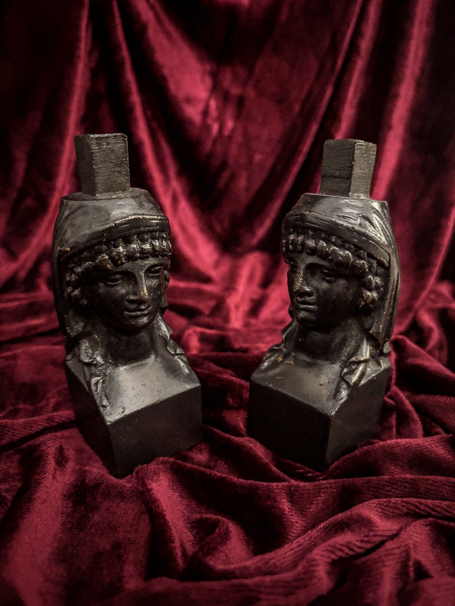 Pair Of Bronze Caryatids—empire Period, 19th Century