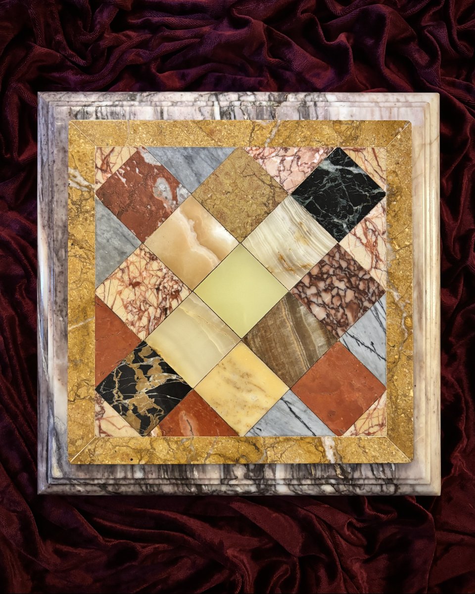 Plate Of Colored Marble Specimens From The Grand Tour, Italy, 19th Century.