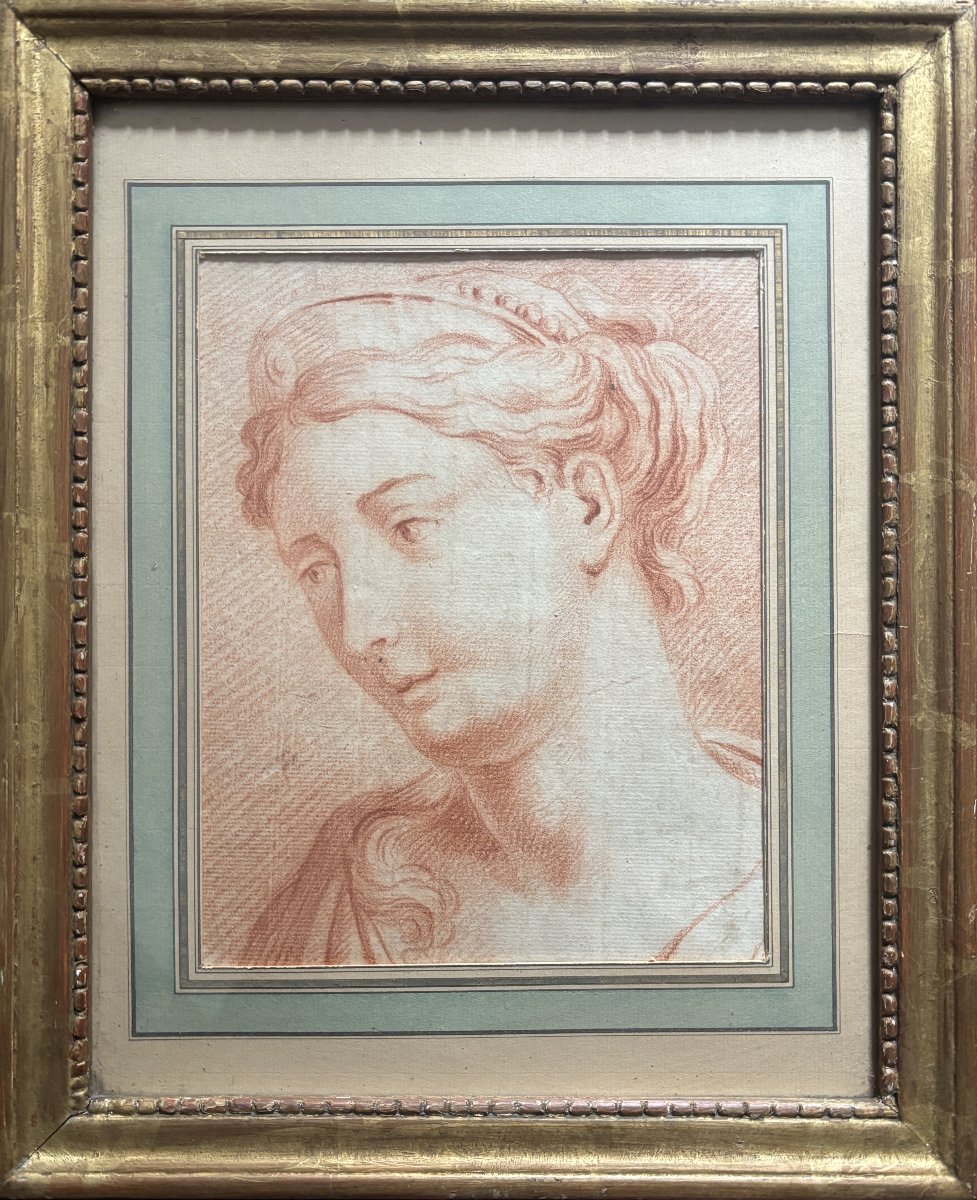 Dessin à la sanguine - Portrait de Junon, XVIIIe siècle-photo-3