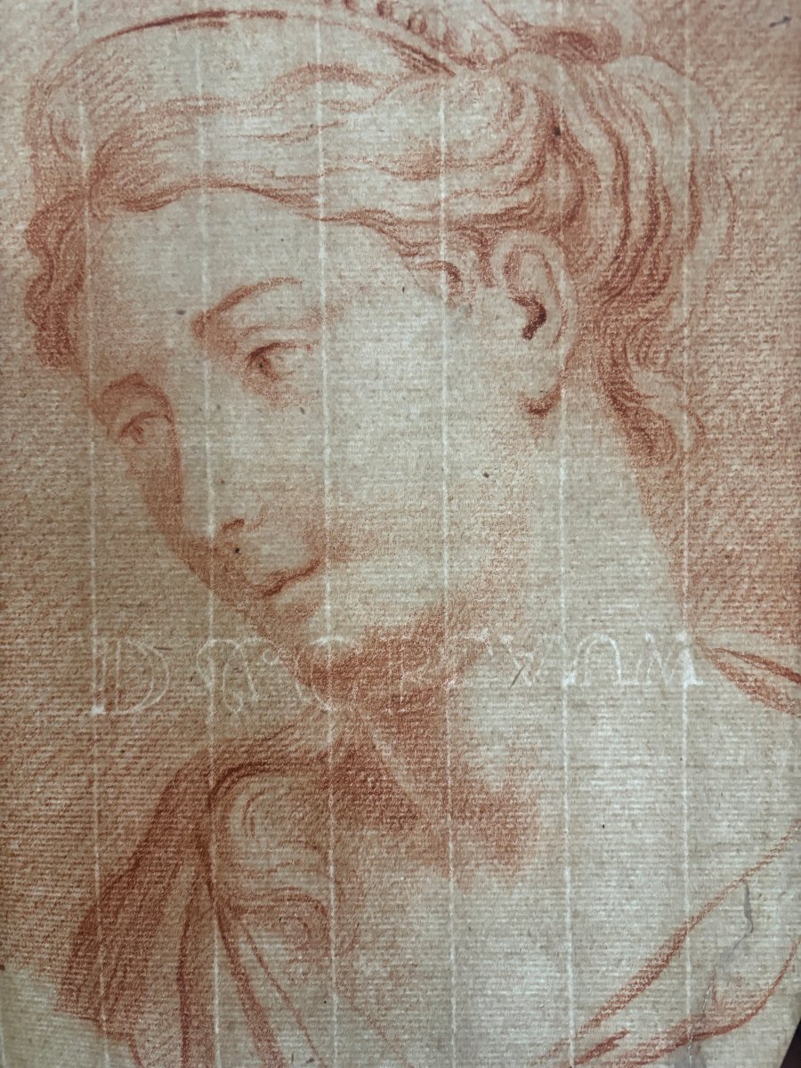 Dessin à la sanguine - Portrait de Junon, XVIIIe siècle-photo-4