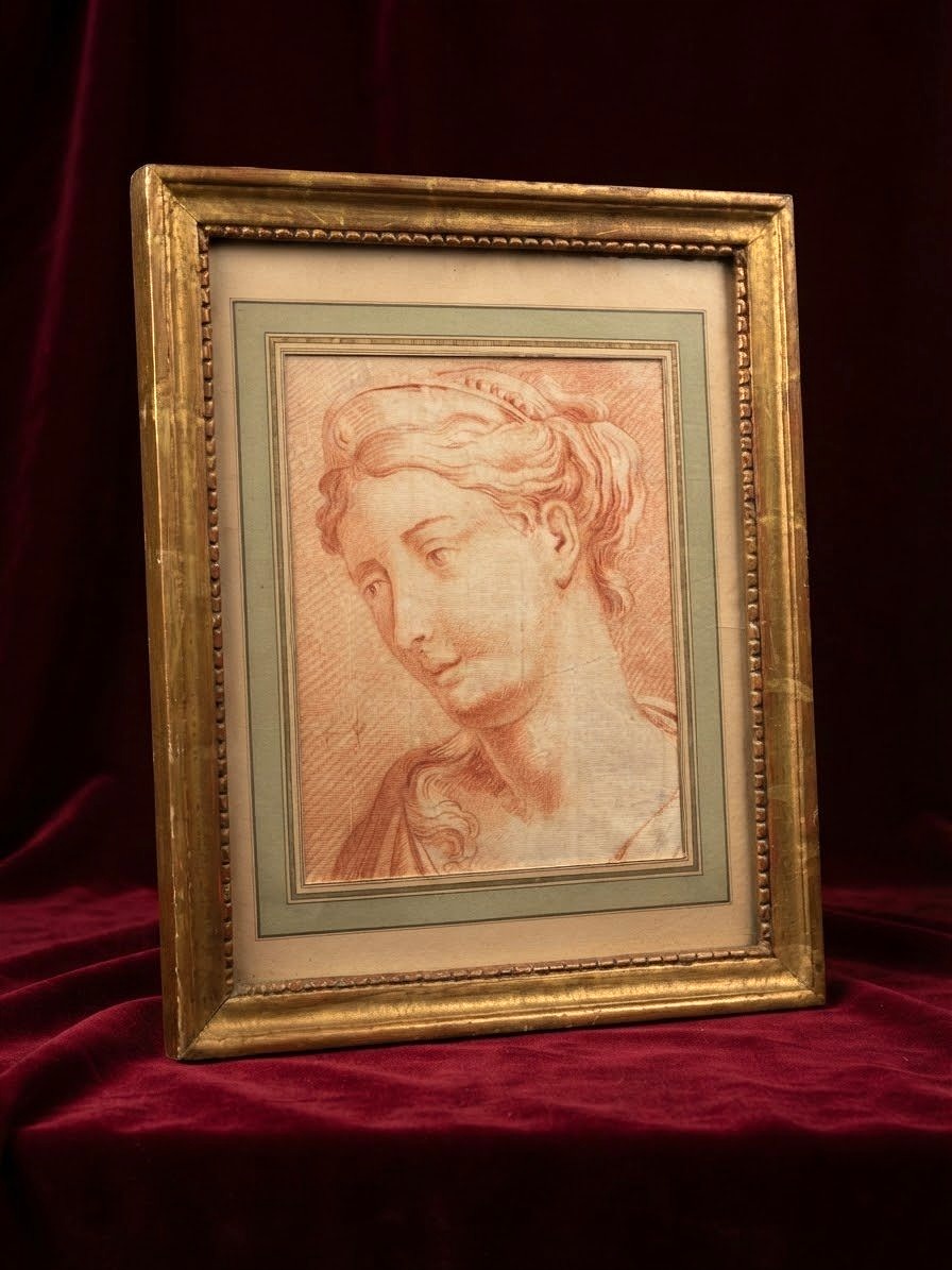 Dessin à la sanguine - Portrait de Junon, XVIIIe siècle